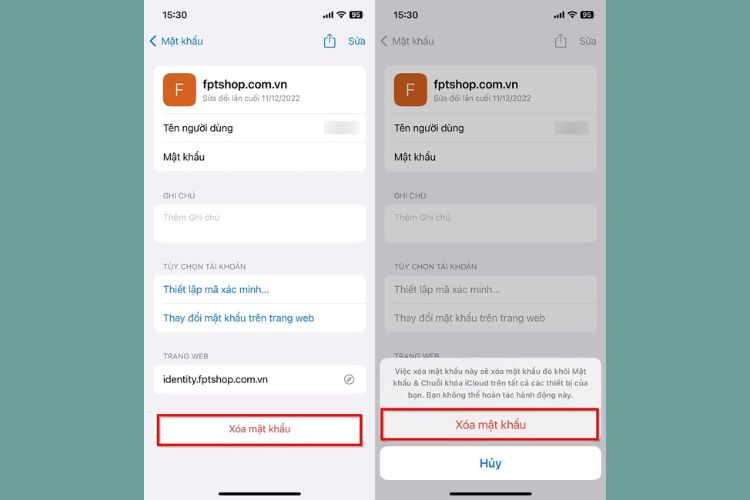 cách xoá mật khẩu đã lưu trên iphone