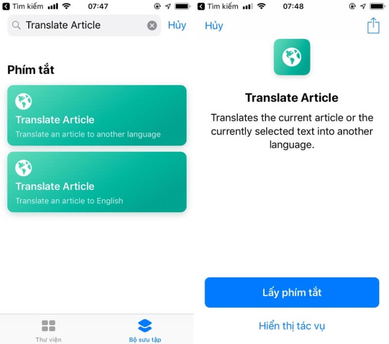4- Sử dụng phím tắt Translate Article