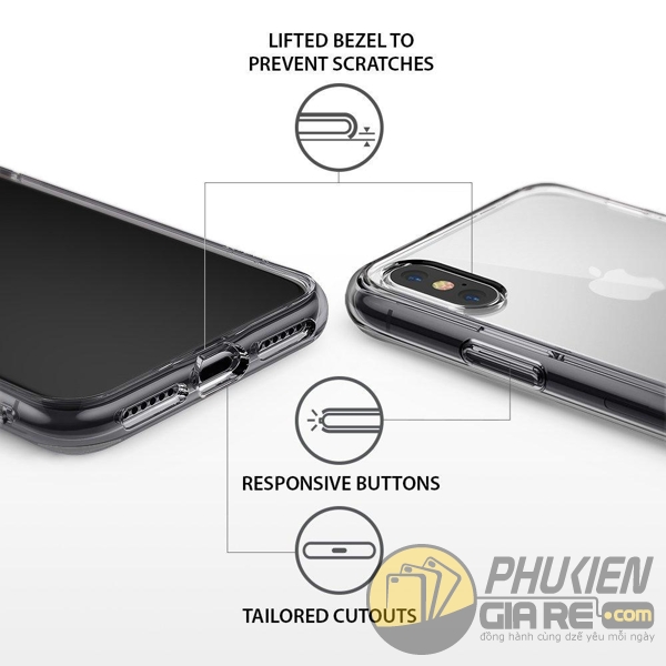 Ốp lưng iPhone X trong suốt chống sốc Ringke Fusion