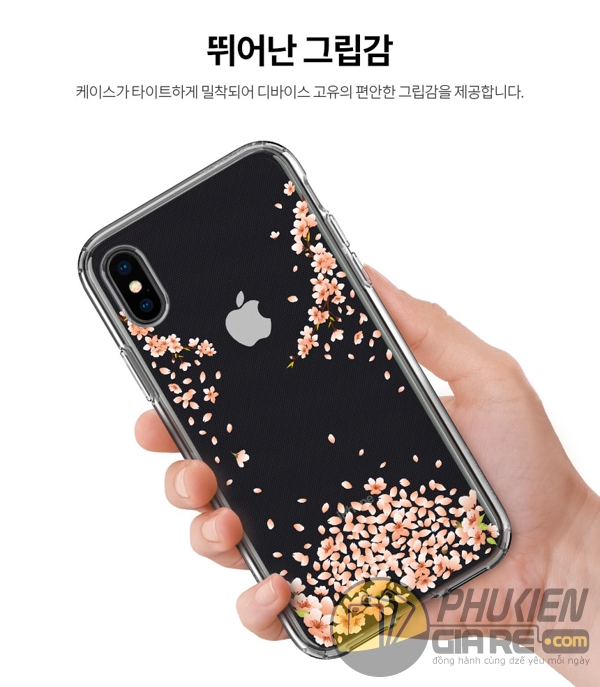 Ốp lưng iPhone X Spigen Liquid Crystal Blossom - Crystal Clear