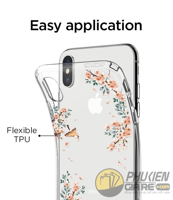 Ốp lưng iPhone X Spigen Liquid Crystal Blossom - Nature