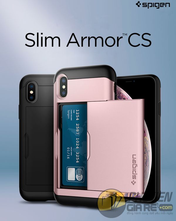 ốp lưng iphone xs max chống sốc  - ốp lưng iphone xs max có ngăn đựng thẻ - ốp lưng iphone xs max spigen slim armor cs (10638)
