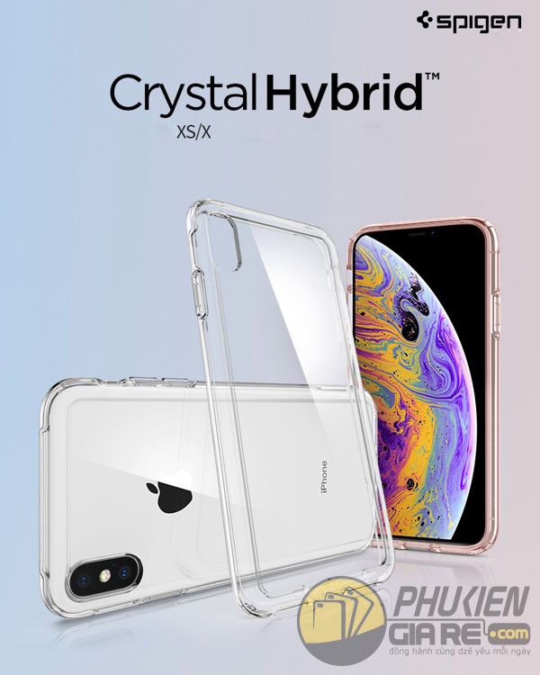 ốp lưng iphone xs chống sốc - ốp lưng iphone xs trong suốt - ốp lưng iphone xs mềm - ốp lưng iphone xs spigen crystal hybrid (15116)